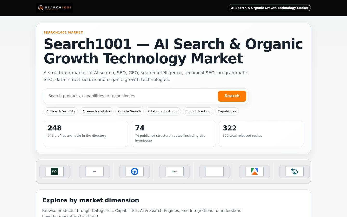 AI Search & Organic Growth Technology Market &middot; снимок главной страницы (HOMEPAGE_SCREENSHOT)